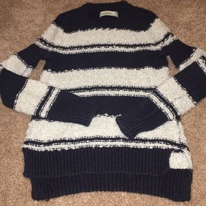 Blue and white striped sweater